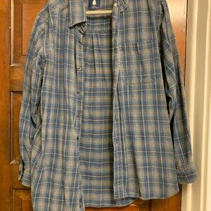 Roundtree & Yorke Gray and Blue Flannel Shirt